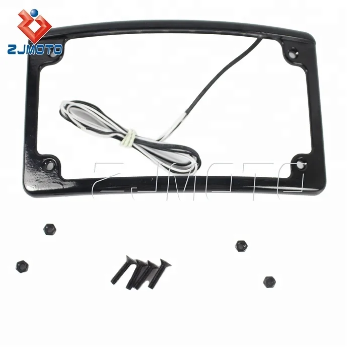 
Motorcycle LED Lighting Systems Black Aluminum Curved European Motorcycle License Plate Frame 