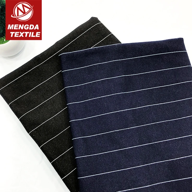 260g knitted denim fabric guangzhou 3cm colored pique cotton stripe fabric for trousers