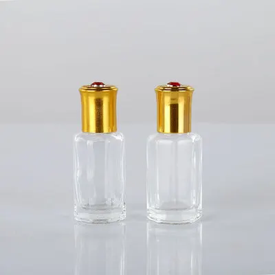 3ml 6ml 12ml aluminum lid attar glass Octagonal roller bottle