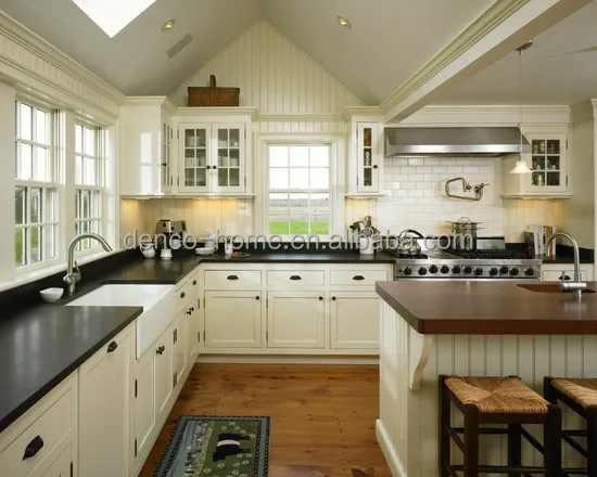 
white solid wood kitchen cabinet with fancy design 