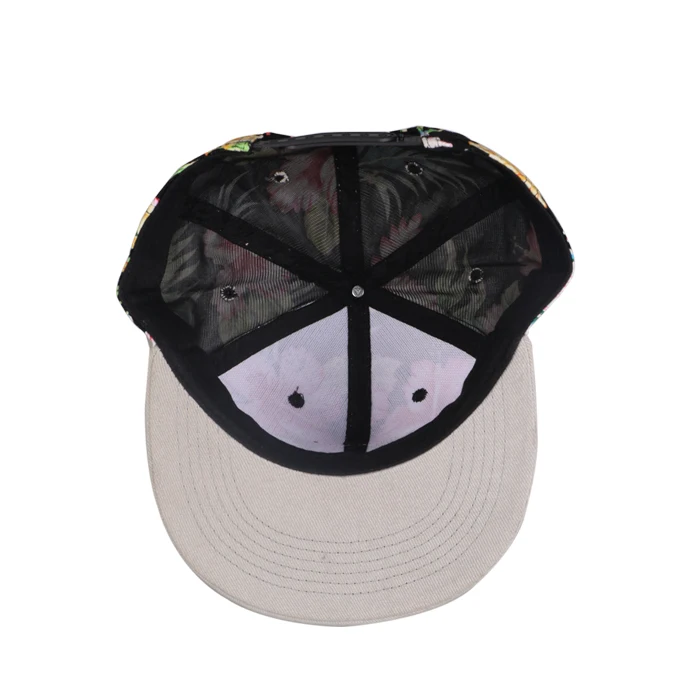 OEM High quality trendy 6 panel hat hip hop classic hawaiian flower snapback hats caps