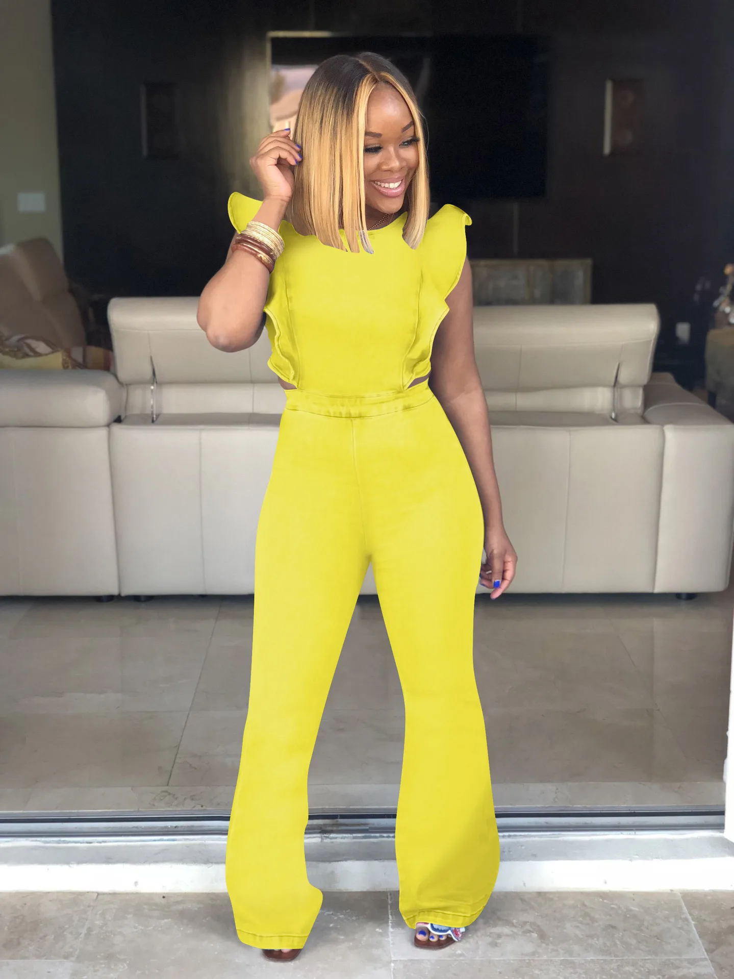 Wholesale M1138 sexy mature women  short sleeve backless long pants bodycon slim tight denim jeans jumpsuits