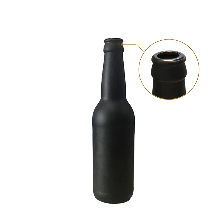 330ml  matt black beer bottle for sale custom  logo  size  painted glass beer bottle CY-1158