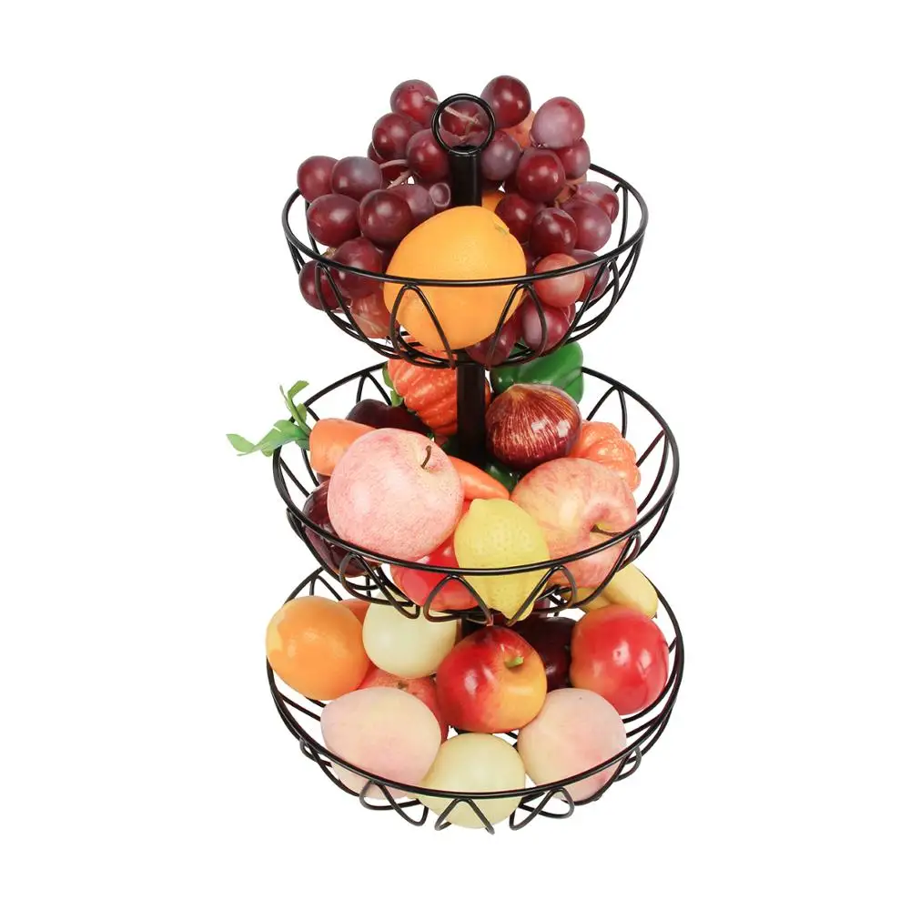 Metal Wire 3-Tier Fruit Basket Stand Vegetable Bread Basket Holder fruit stand Countertop Fruit Bowl Storage Organizer