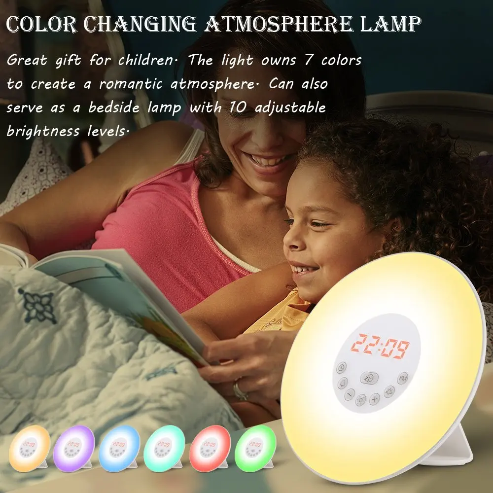 2023 Лидер продаж цифровые светодиодные настольные часы с подсветкой для пробуждения умный звуковой аппарат сна FM-радио будильник