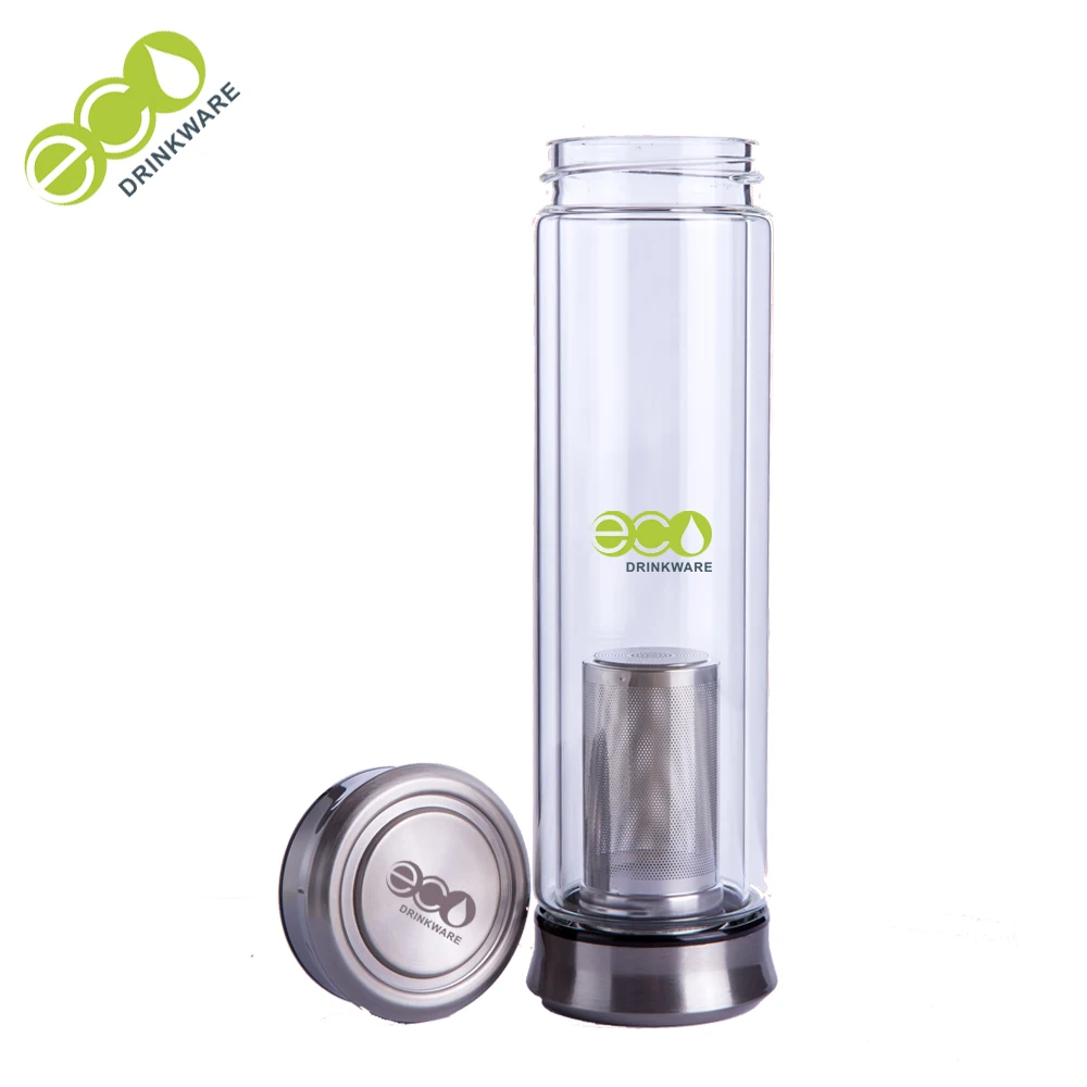 2018 hot selling eco drinkware Promotional eco-friendly bpa free double wall glasses water bottle wholesale