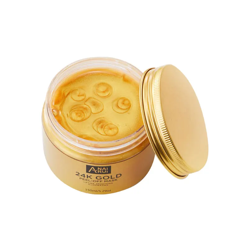 Private label 24k gold collagen crystal peel off facial mask deep cleaning peel off 24 k facial gold mask