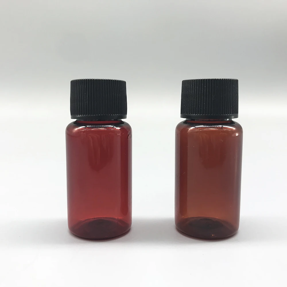 
Cleaning shop Pharmaceutical 25ml empty PET plastic Amber liquid small bottle with screw cap 