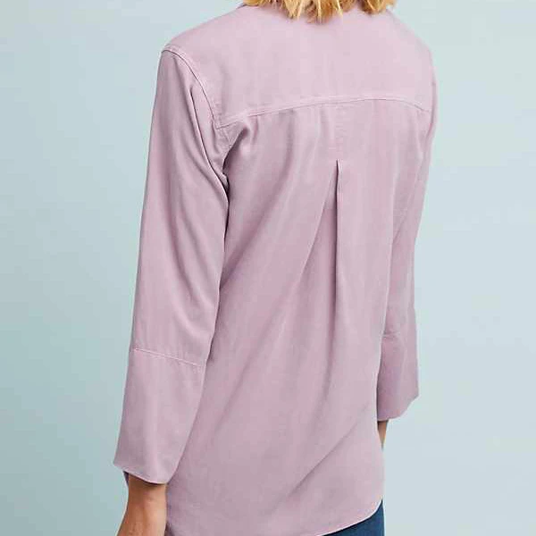 Female shirt blouse custom high quality latest design korean light pink blouse