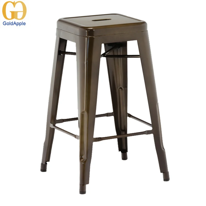 China industrial french style outdoor electroplate rose gold metal bar stool