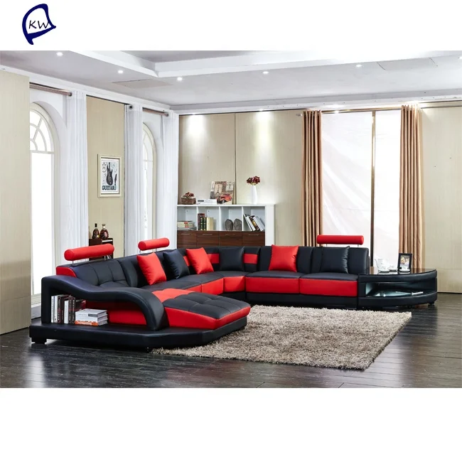 High-end Furniture pure red leather sofa set for living room
