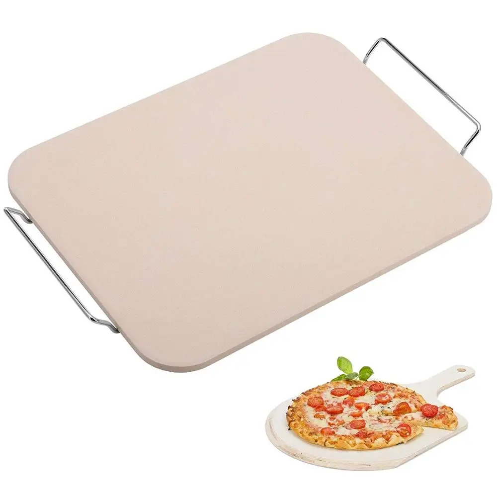
New product hot sale rectangular pizza stone oven accessories baking with rack 