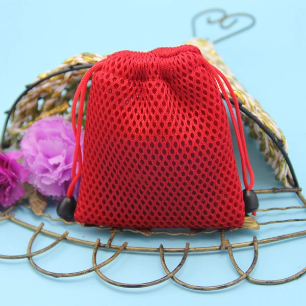 Wholesale Red Yellow Washing Poly Small Nylon Net Drawstring Pouches Mesh Soap Bag With Logo