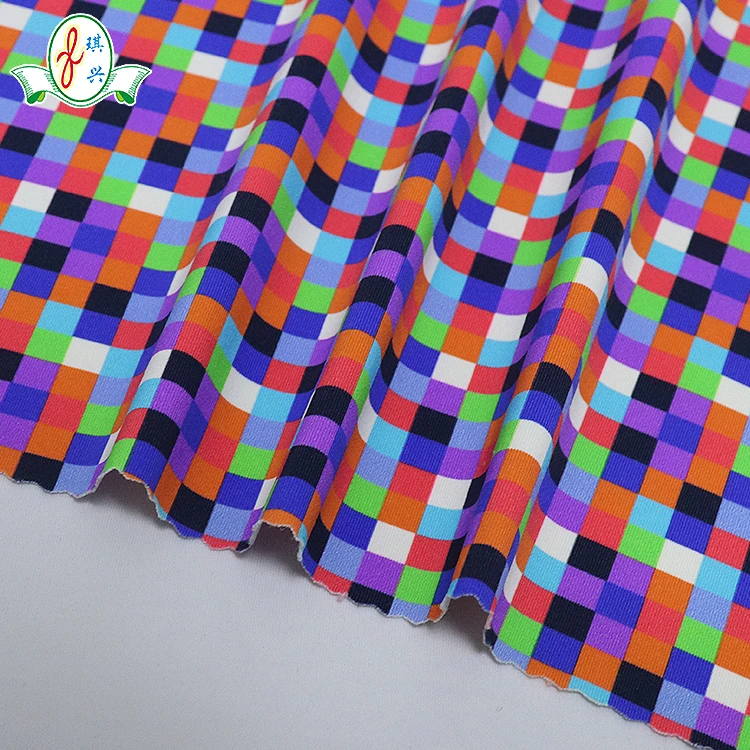 4-way Stretch  Nylon Digital Printed Square Color Printed Swimwear Fabric