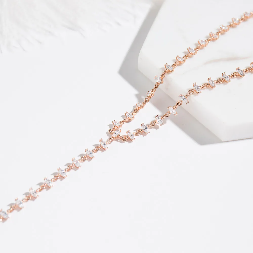 
Wholesale Fashion Jewelry Long Choker Necklace 18k Gold Plated 