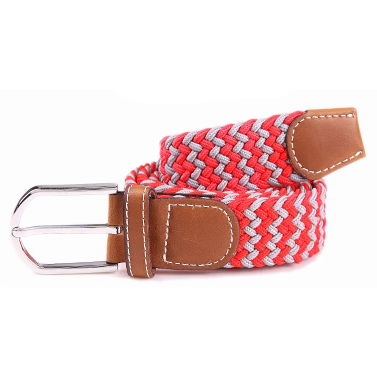yd044 Adult Casual Elastic Braid Belts with PU Leather
