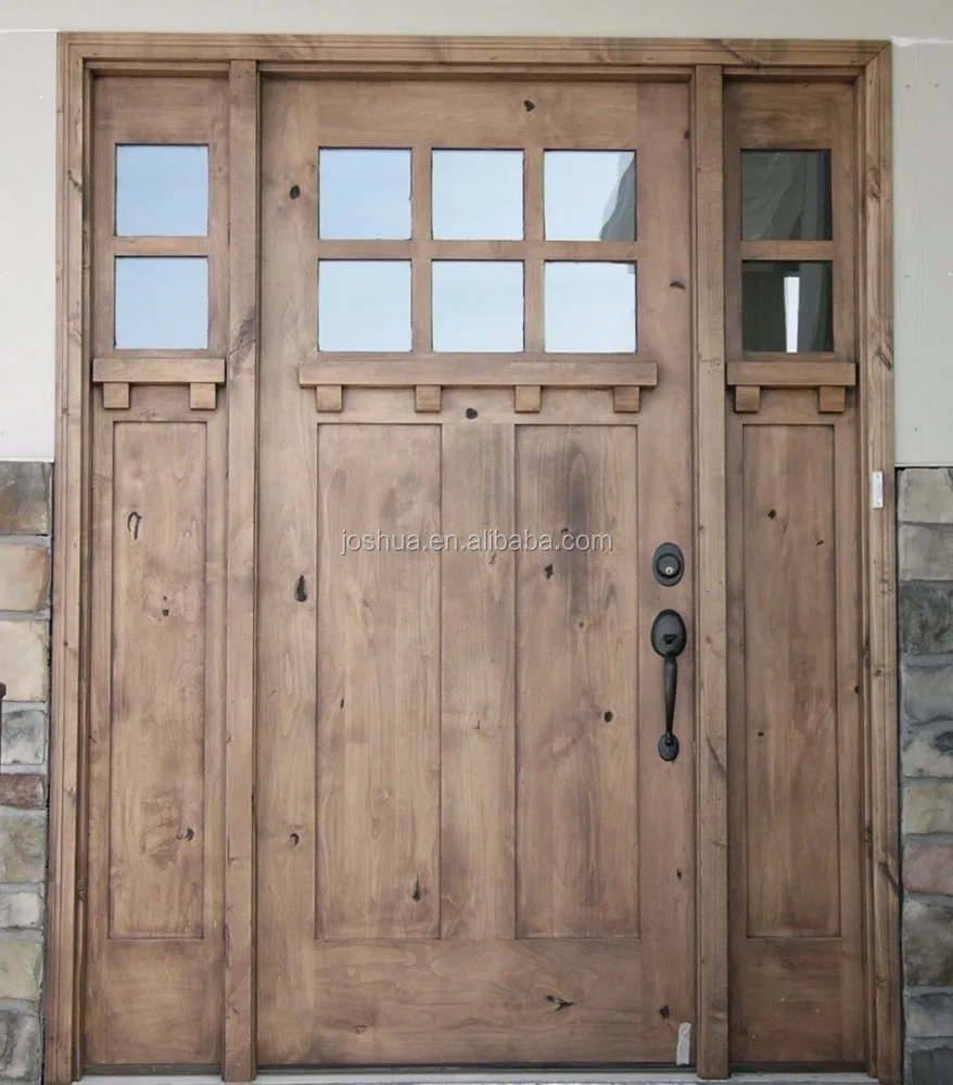 Wood French Exterior Door With Glass Trim