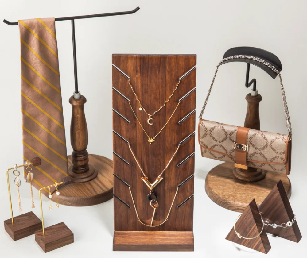 Jewelry display stand wooden necklace jewelry display stand imported walnut wood jewelry display