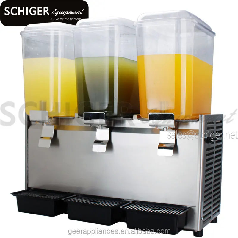 
Fast Food Store 3 Tank Beverage Cooler Commercial Cold Juice Dispenser 