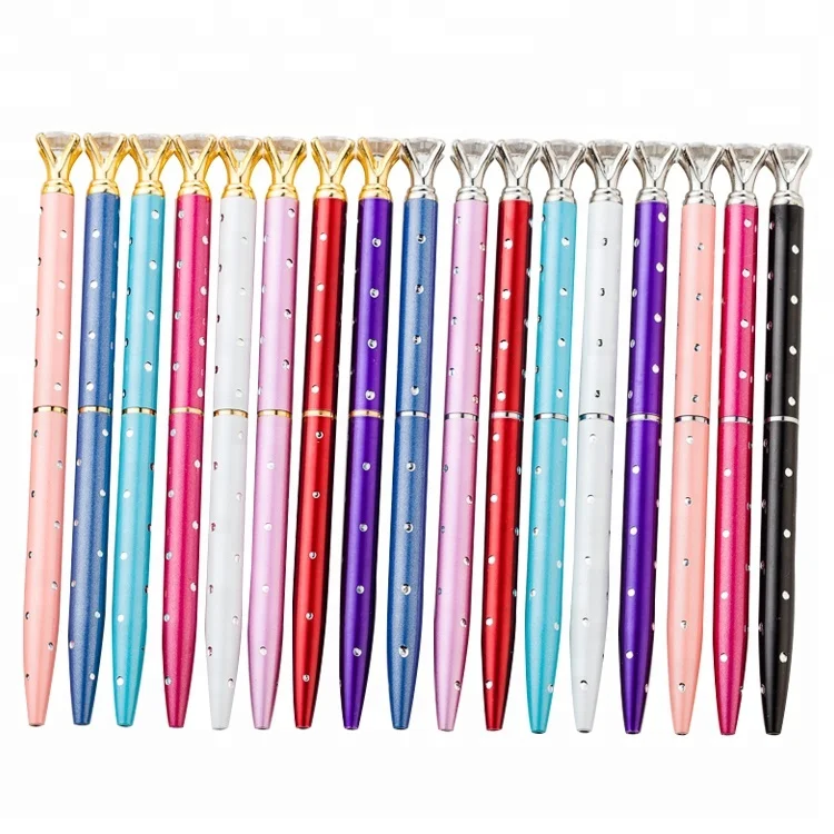 material escolar importado diamond pen kawaii resin stone gift funny luxury custom logo pen with company logo