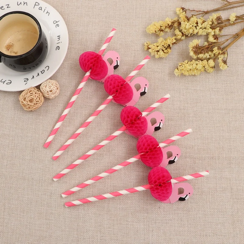 Coffee Bar Drinking Paper Food Grade Baby Paper Straw Straight Sucker Biodegradable Paper flamingo straw