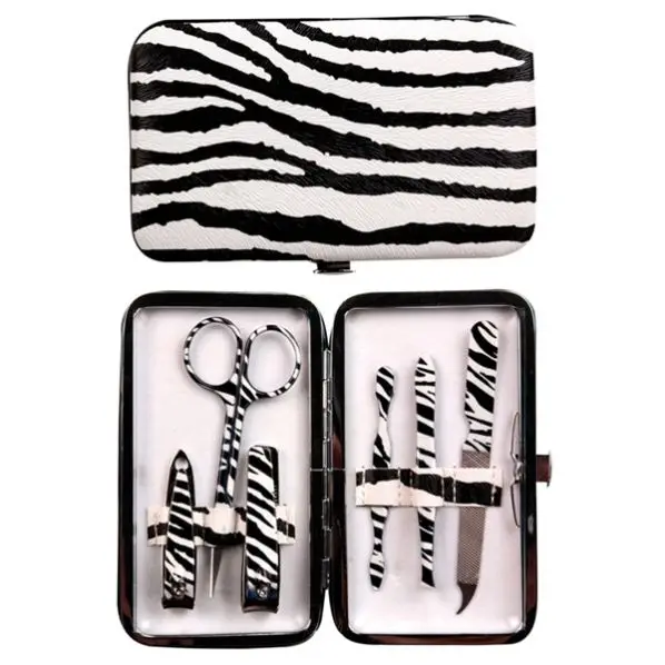 Leopard print portable mini manicure kit with PU case