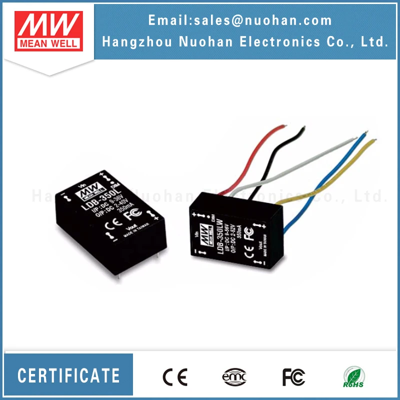 Бренд Mean well представляет DC-DC постоянный ток бак Boost светодиодный драйвер 350ma LDB-350L