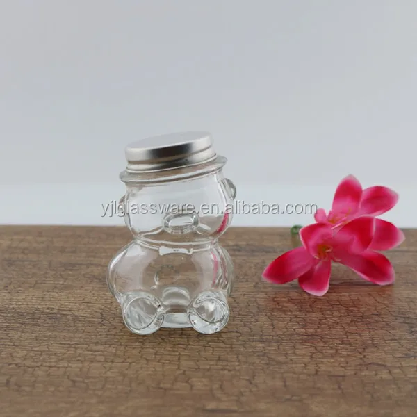 Hot selling wholesale price available different sizes glass bear jar glass bear honey jar bear shaped glass jars