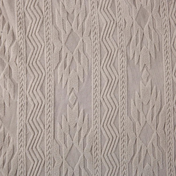 New design 100 polyester knit sweater jacquard textured fleece fabric for scarves