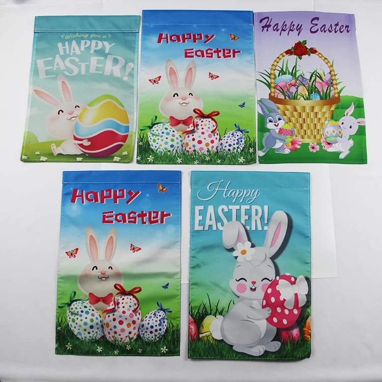 Double Sided Printed Flag Garden Decoration Rabbit And Egg  Holiday Easter Garden Flag