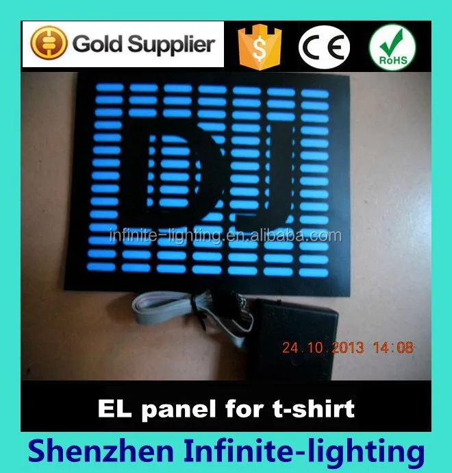Luminous Electroluminescent Panel Plus Battery Pack Flashing Equalizer T-shirt Panel Night Club Lights Led El logo 50pieces/Lot