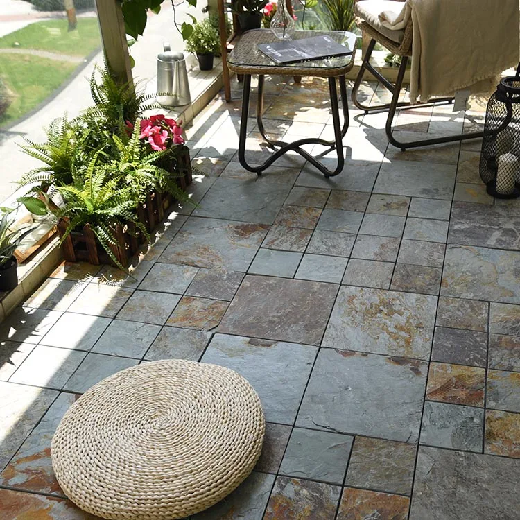 
2019 new design slate interlocking floor natural stone outdoor tile 