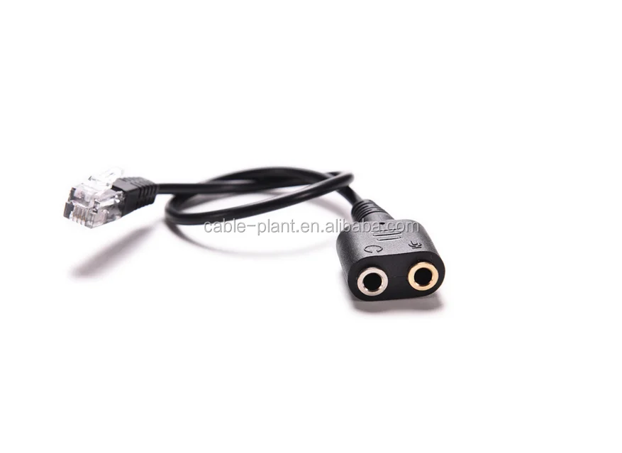 RJ9 Plug to 2 X 3.5mm Jack for PC Headset to Avaya 1600 9600 SNOM Yealink Phones
