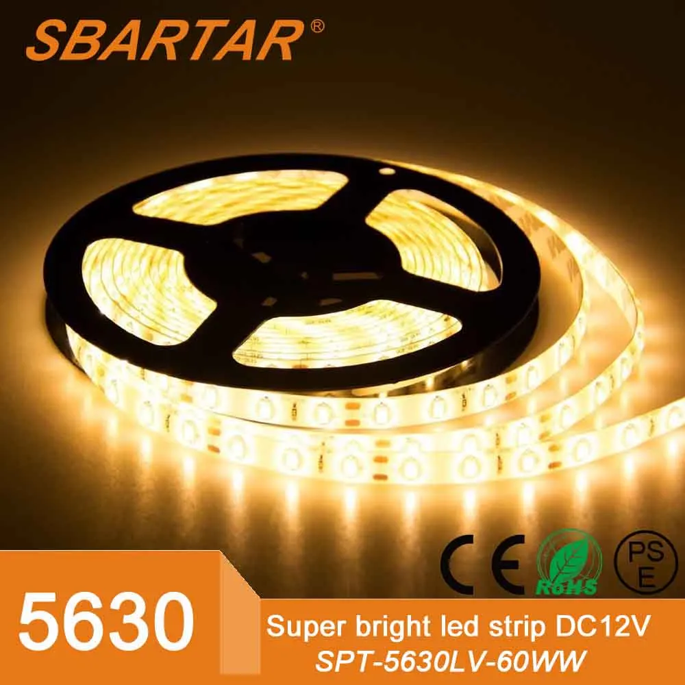 5630 5 М 16.4Ft Водонепроницаемый 300 СВЕТОДИОДОВ 60 Светодиодов/м Светодиодная лента Гибкая лампа light с DC разъем Кабеля