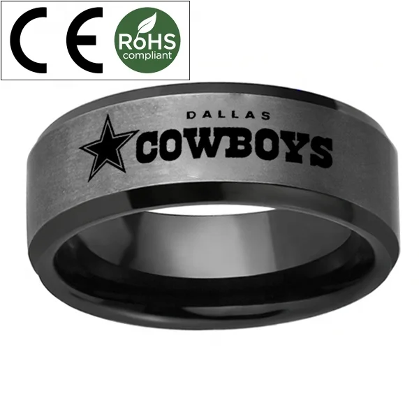 Sport Jewelry Dallas Cowboys Championship Black Tungsten Ring
