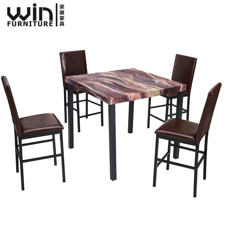 
Home Use 6 Seater Dining Table Modern Extendable Table Top with Metal Base 