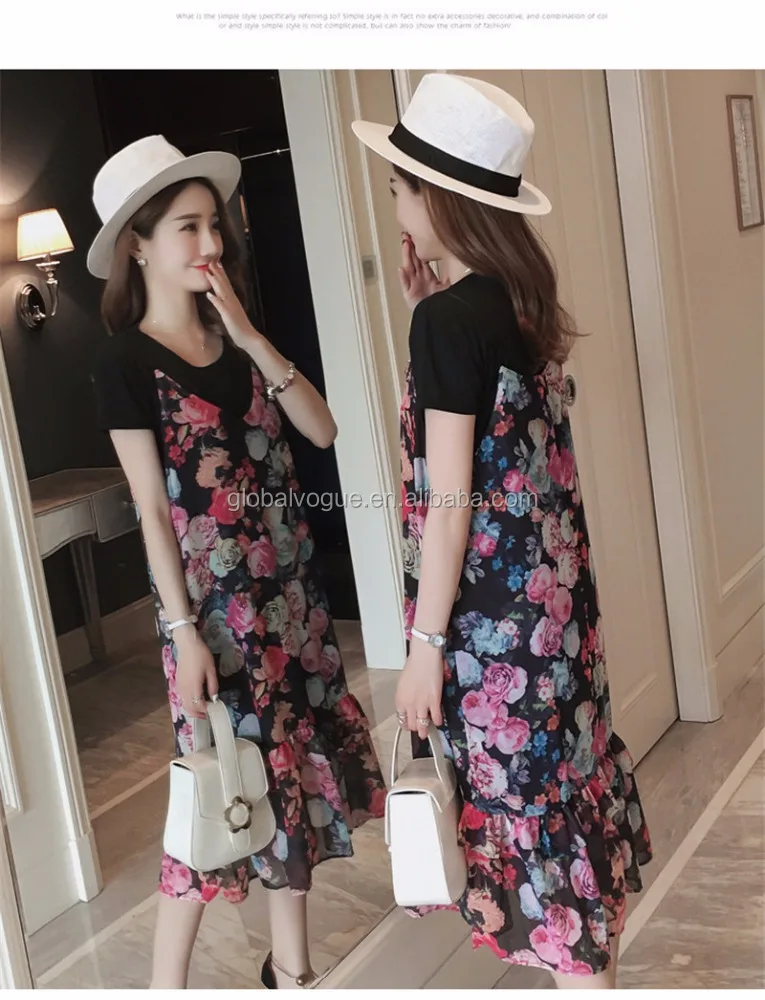 
2017 summer Korean fashion nurse short-sleeved dress two sets of suits breastfeeding 