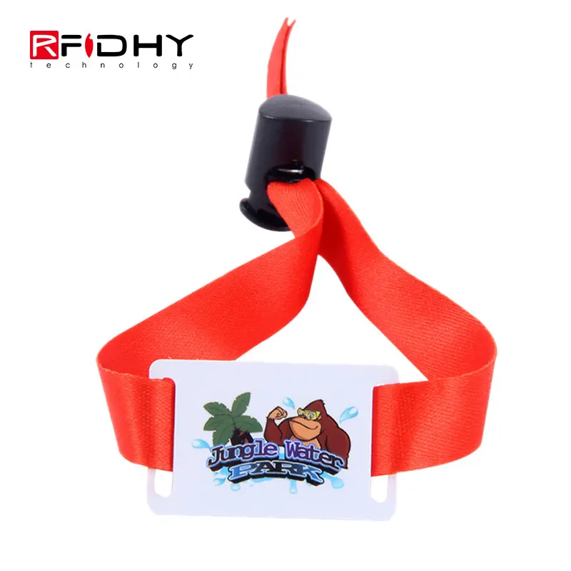 Snap Lock Writable Passive RFID Woven Wristband