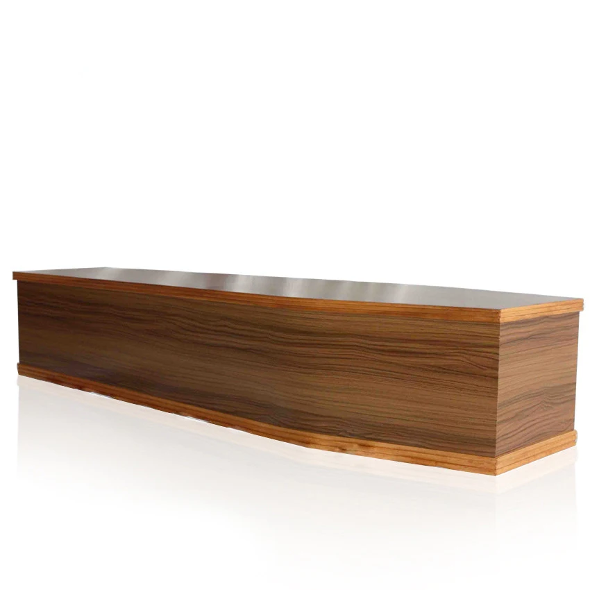 JS-UK009 Trade Assurance european style flat lid MDF lacquered Cheap funeral cardboard coffins