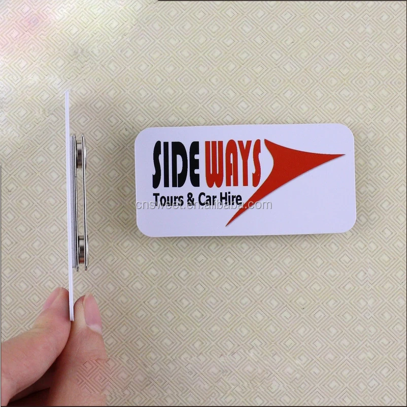 
Decorative reusable white matte acrylic plastic magnetic name badge 