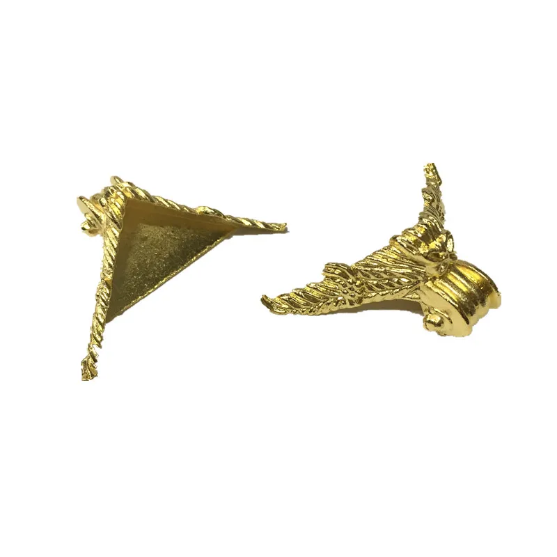 Золотая винтажная Подарочная коробка для ювелирных изделий, Деревянный чехол, Декоративные ножки, Угловой протектор