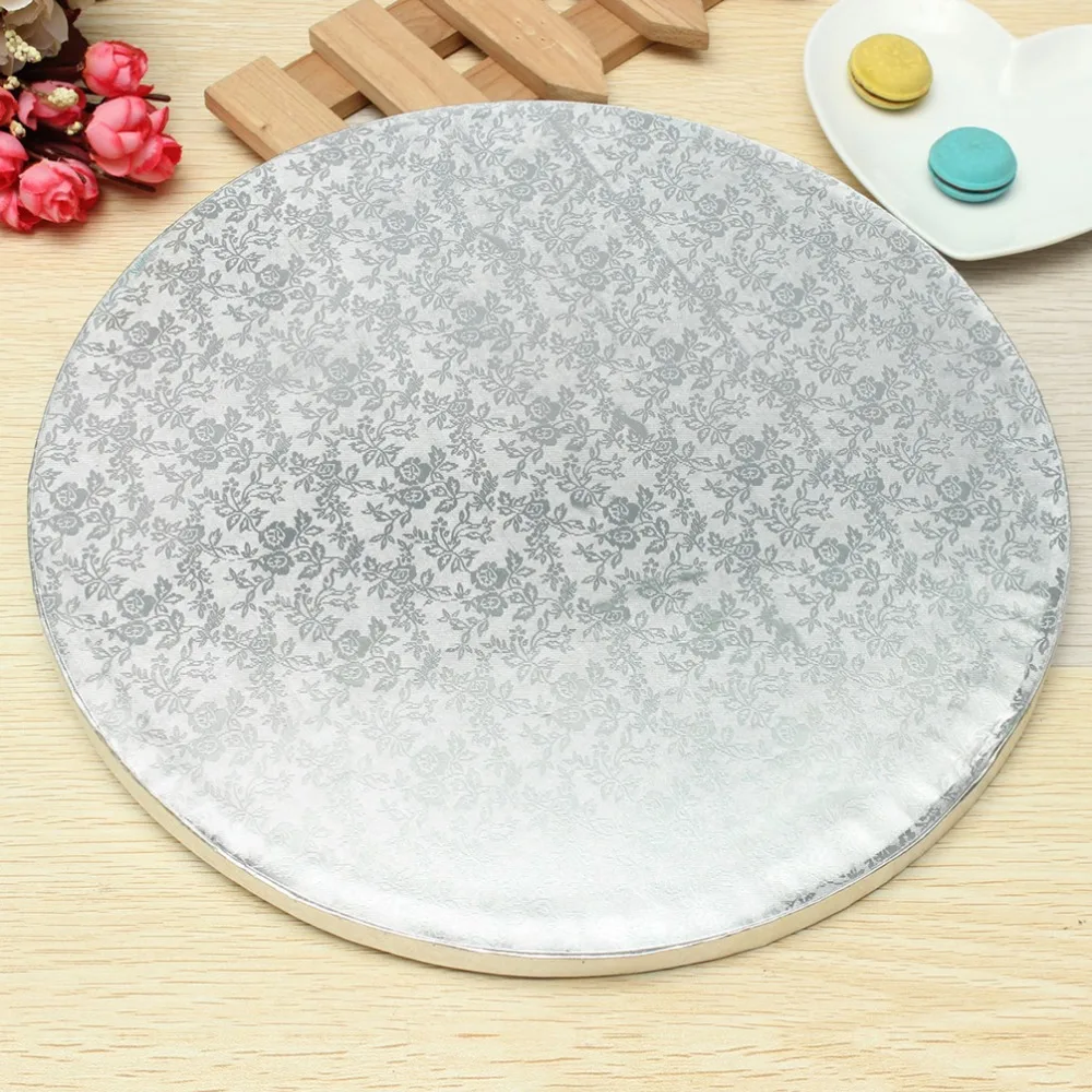 
Custom Design wholesale disposable cake boards Corrugated paper round golden Cake Drum 