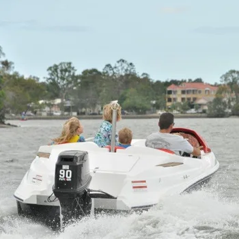 New fiberglass jet boat with outboard engine for private