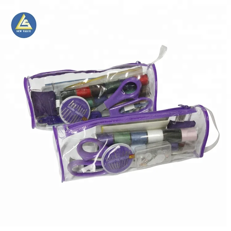 Hotsale cheap travel sewing kit in PVC bag for emergency repair with sewing thread and scissors