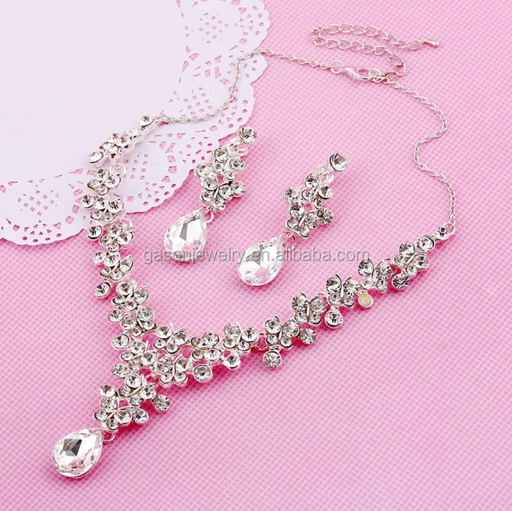 Free customize silver Artilady wedding dinner crystal necklace earring ring sets of gold luxury jewelry for women