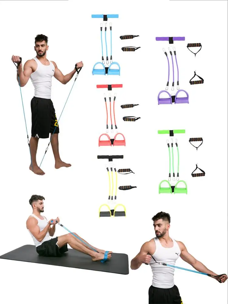 factory free customized logo  Hot Customized Foot Pedal Elastic Pull Rope Stretch Leg Exerciser /Resistance band for home