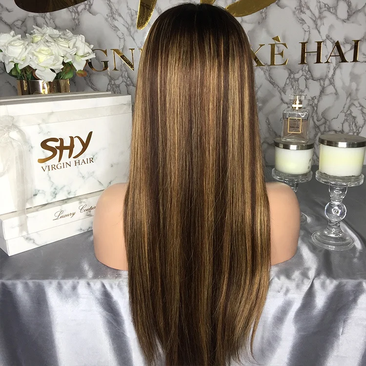 
Wholesale Ombre Blonde SHY Wig Brazilian Virgin Hair Full Lace Wig With Highlights raw indian lace wig 