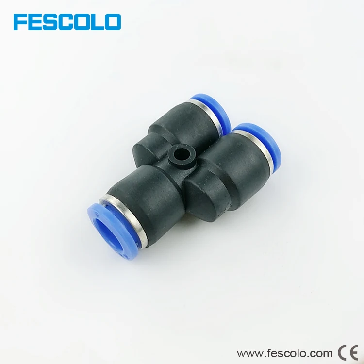 Pneumatic one touch union plastic Y branch pipe fitting hose connector