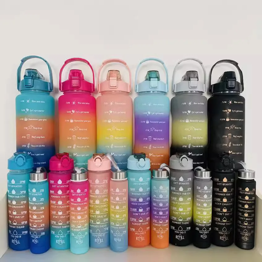 Sports Water Bottle 3pcs/Set Water Bottle Set 2000ML 900ML 300ML Portable Reusable Summer Cups