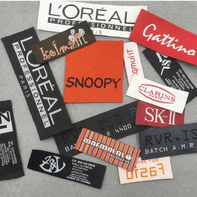 Custom Logo Woven Tag Neck Label Factory Wholesale Iron on Woven Label for Clothing